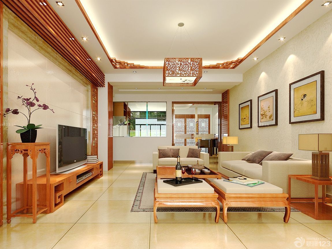 2022中式客廳吊頂裝飾效果圖大全 典雅風韻，演繹東方美學